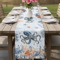 thumbnail image 4 of Octopus Coastal Table Runner 70 Inches, Summer Beach Coral Starfish Blue Ombre Bed Runner Dresser Scarves Tabletop for Indoor Outdoor Parties/Ceremony/Banquet, 13" x 70", 4 of 9
