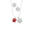 thumbnail image 2 of Delight Jewelry Silvertone Large Red Paw Silver tone Snowflake Charm Necklace and Stud Earrings, 2 of 4
