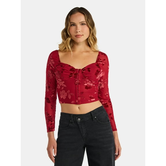 Madden NYC Women's Corset Top with Long Sleeves, Sizes XXS-XXL