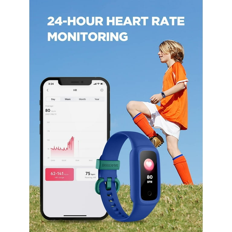BIGGERFIVE Montre de suivi d'activité pour enfants, garçons, filles, adolescents Podomètre, moniteur d'activité, moniteur de sommeil, compteur de calories, réveil vibrant, étanchéité IP67, bleu/vert BIGGERFIVE Montre de suivi d'activité pour enfants, garçons, filles, adolescents Podomètre, moniteur d'activité, moniteur de sommeil, compteur de calories, réveil vibrant, étanchéité IP67, bleu/vert