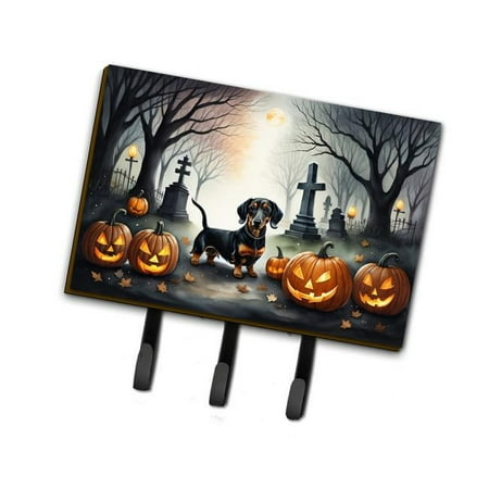 Dachshund Spooky Halloween Leash or Key Holder 6 in x 9 in