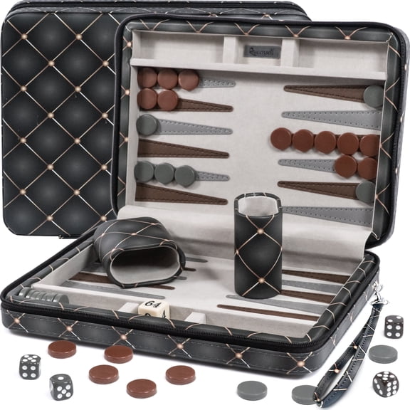 Queensell Travel Backgammon Sets -9.3" Magnetic Backgammon Board with 32 Pieces