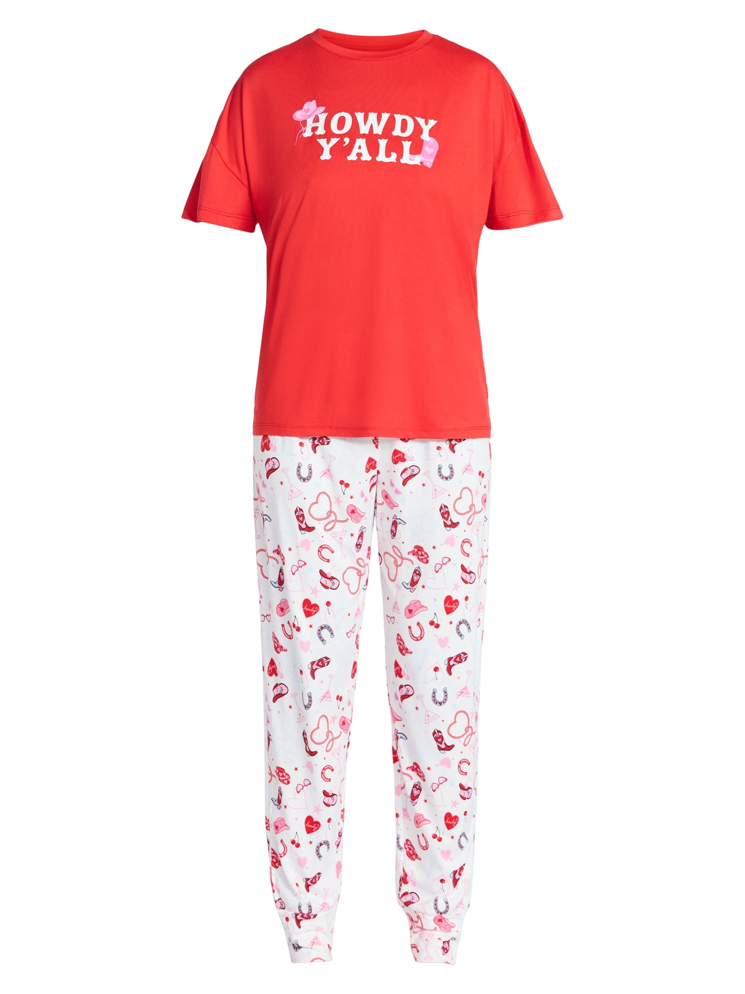 Jaclyn Women's Valentine's Day Sleep Tee and Jogger Pants Pajama Set, 2-Piece, Sizes S-XL