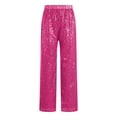 thumbnail image 3 of Alvivi Kids Girls Jazz Modern Street Dancewear Shiny Sequin Hip Hop Dance Flared Trousers Pants Hot Pink 14, 3 of 7