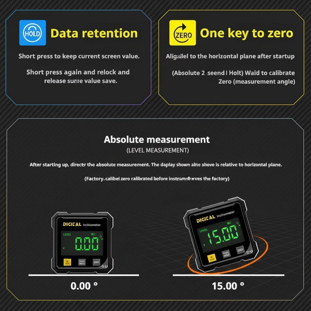 Stxxno Magnetic Digital Angle Finder Electronic Laser Level Rechargeable 4-Side Strong Magnetic 1-Pack