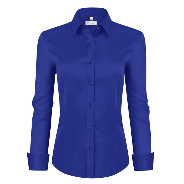 Camisas con botones para mujer Siliteelon de manga larga, color azul real