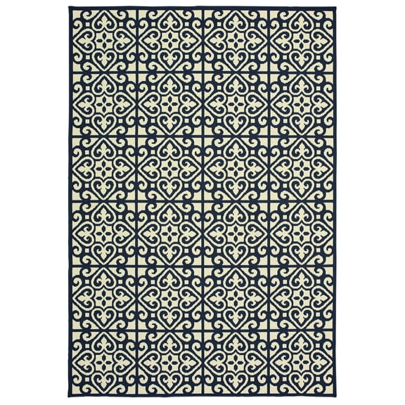 Moretti Parker Area Rug 5927B Ivory Angled Curves 7' 10" x 10' 10" Rectangle