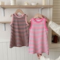 thumbnail image 1 of JDQJBZ Robe Sans Manches pour Filles Style Débardeur à Imprimé Rayé Tenue Décontractée d'Été, 1 of 5