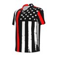 thumbnail image 2 of Xecao Firefighters USA Flag for Mens' Casual Short Sleeve Button-Down Polo Shirts for a Classic Golf Look, 2 of 9