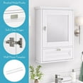 thumbnail image 6 of RiverRidge Geneva Bathroom and Laundry Mirrored Wall Mount Storage Medicine Cabinet with Drop-Down Door - White, 6 of 7