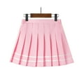 thumbnail image 3 of Runhomal Jupe d'Uniforme Scolaire pour Filles Jupe Courte Plissée à Carreaux Décontractée pour Enfants Rose P, 3 of 6
