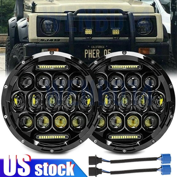 2PCS 7" Inch LED Headlight High/Low Beam DRL For Jeep Wrangler JK TJ LJ 1997- 2017 Rubicon