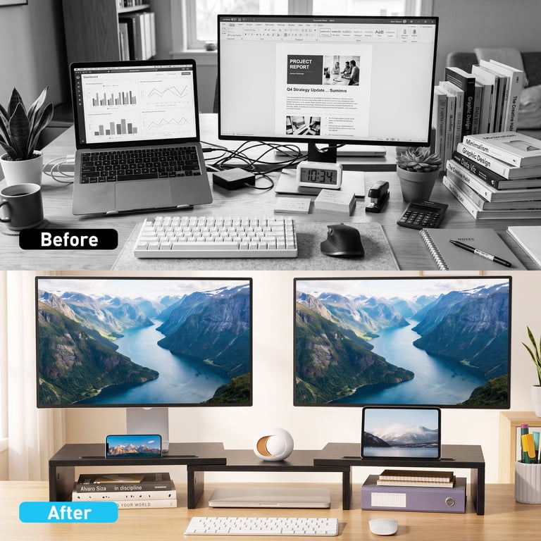 MountFTV Dual Monitor Stand Riser, Adjustable Angle photo 3