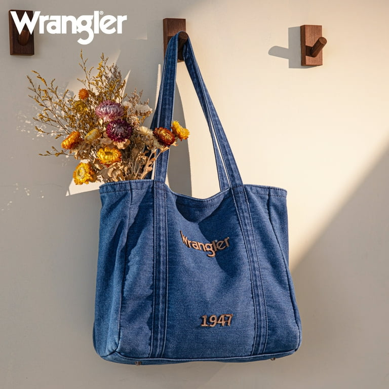 Wrangler x Montana West Denim Tote Bag for Women Large Tote Wrangler x Montana West Denim Tote Bag for Women Large Tote