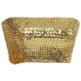 thumbnail image 1 of Womens Shiny Sequin Party Cropped Strapless Bandeau Stretch Tube Top, 1 of 1