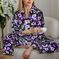 thumbnail image 6 of Yiaed Pink purple rainbow flower butterfly Print Pajamas Women's Long Sleeve Sleepwear Soft Button Down Loungewear Pjs Lounge Set Nightwear Womens Pajama Pants-Large, 6 of 7
