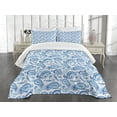 thumbnail image 3 of Ambesonne Paisley Quilted Bedspread Set 3 Pcs, Ikat Style Watercolor, Queen Size, White and Blue, 3 of 5