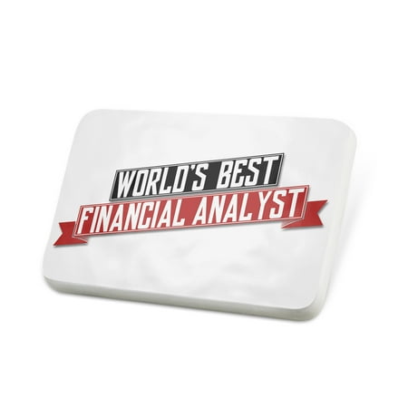 Porcelein Pin Worlds Best Financial Analyst Lapel Badge –