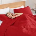 thumbnail image 3 of Exclusivo Mezcla California King Quilt Bedding Set, Lightweight Soft Bedspreads Coverlets with 2 Pillow Shams, Modern Red Oversized Quilts King Size for All Seasons, 3 of 7