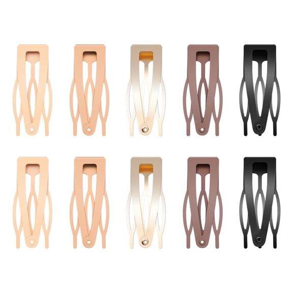 TUWAFE 10 Pcs Double Grip Hair Clips, Metal Hair Clips Hair Barrettes for Women Hair Making Salon Supplies Hair Accessories(Black,Brown,Beige Gold)