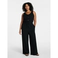 thumbnail image 2 of Time and Tru Women's Sleeveless Button Front Jumpsuit, Sizes XS-XXXL, 2 of 5