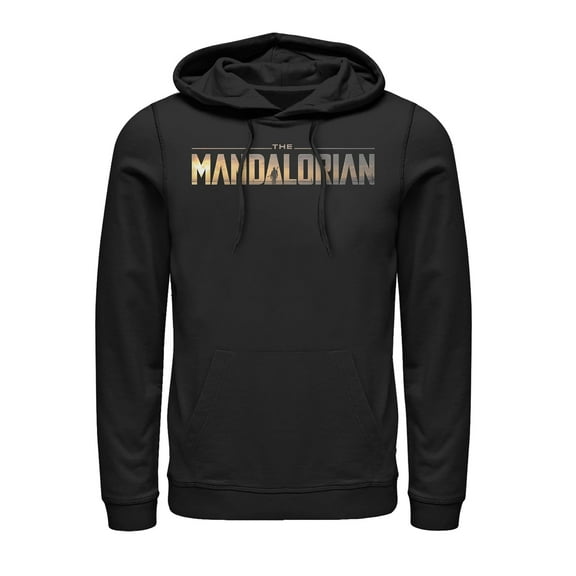 Men's Star Wars: The Mandalorian Silhouette Logo  Pull Over Hoodie Black X Large
