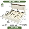 thumbnail image 4 of Uforic Lift Up Bed Frame with Storage & LED Lights, Upholtered Bed with Power Outlets, King, Beige, 4 of 8