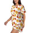 thumbnail image 2 of Fuzoiu Maple Leaf Print Women's Short-Sleeved Pajama Set,Lounge Sleepwear Set,Womens Pajama Sets 2 Piece,Button-Up Top and Shorts with Pockets-4X-Large, 2 of 7