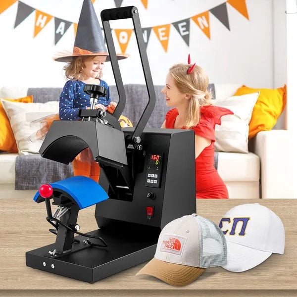 Hat Heat Press, 4 in 1 Cap Heat Press Machine, 6x3inches Clamshell Sublimation Transfer, LCD Digital Timer Temperature Control with 4pcs Curved Heating Elements