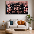 thumbnail image 6 of Yatrandify Decorative Design Happy Birthday Banner Pink Balloons 60th Cake Birthday Party Backdrop for Milestone Celebration Indoor Decoration Event Party, 6 of 8