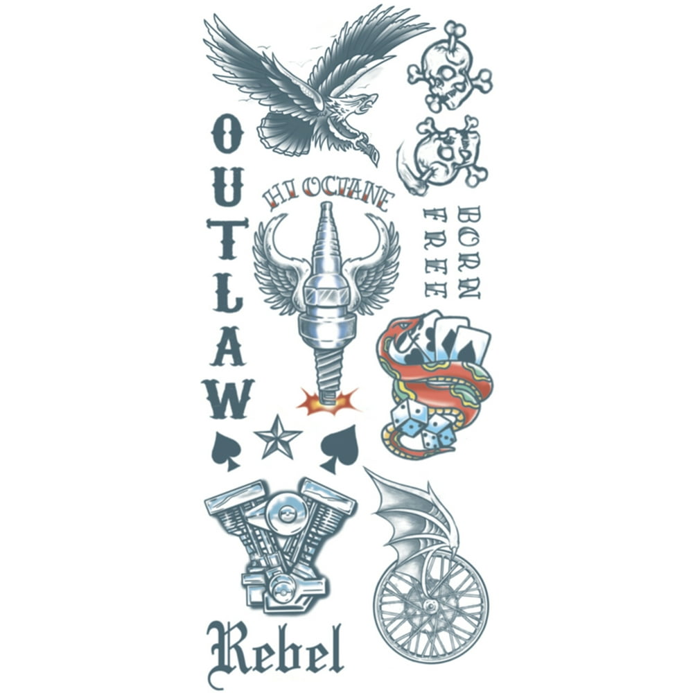 Tinsley Transfers Biker Gang Rebel Outlaw Tattoos Costume Accessory.