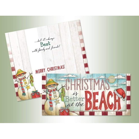 LPG Greetings Christmas at the Beach: Long Format with Glitter Box of 14 Tina Wenke Warm Weather Christmas Cards