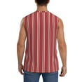 thumbnail image 4 of Fotbe Men's Stripes Red White Print Men's Sleeveless Muscle Tank Tops Casual T-Shirts for Gym Workout Beach-Large, 4 of 8