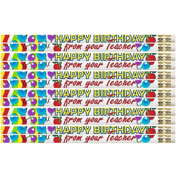 D2267 Happy Birthday From Your Teacher - 36 Qty Package - Birthday Pencils - Express Pencils