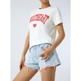 thumbnail image 5 of Qiylii Women's T-Shirt Heart/Letter Print Design Short Sleeve Round Neck Summer Breathable Simple Street Tops, 5 of 6