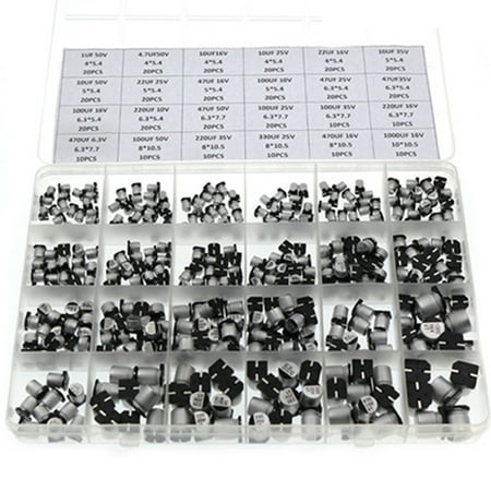 

400pcs 1UF~1000UF 6.3V-50V 400Pcs 24Value SMD Aluminum Electrolytic Capacitors Stable & Durable Electrolytic Capacitors