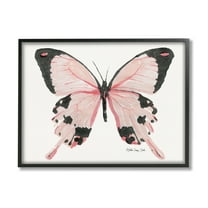 Stupell Industries Soft Pink Butterfly With Splatter Patterned Wings Animals & Insects Painting Black Framed Art Print Wall Art, 24 x 30