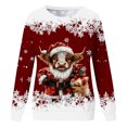thumbnail image 4 of Tiweut Christmas Casual Sweatshirts for Womens Cool Santa Cow Printed Round Neck Long Sleeved Hooded Lightweight Loose Fit Pullover Ladies Tops Red,L, 4 of 4