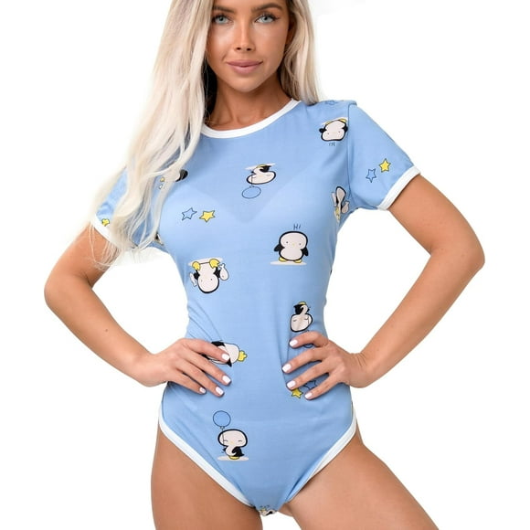 ve Curve Onesie Adult Cute Pajama Set Adult Onesie Pajamas Plus Size Onesie Womens Pajamas Cute Bodysuit S-XL Penguin Medium
