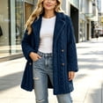 thumbnail image 3 of APEXFWDT Women's Notch Collar Fuzzy Trench Coat Button Front Long Sleeve Mid Length Jacket for Work Fall Winter Coat, 3 of 8