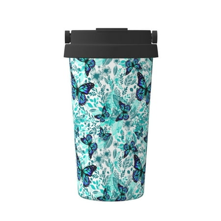 

Junzan Blue Floral with Butterflies for Stainless Steel Vacuum Insulated Tumbler - Reusable Insulated Cold Brew Iced Coffee Cup Thermos -Gifts for Women Men Him Her