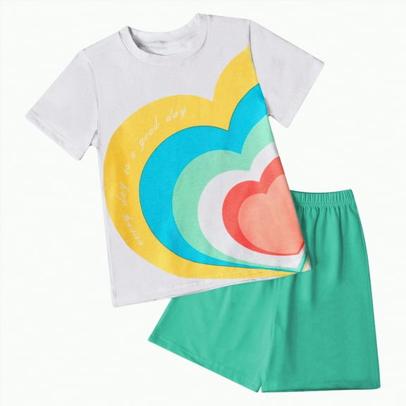 TOWED22 Toddler Boys Pajamas Cotton Summer Pjs for Boy Jammies Dinosaur Dog Little Kids Clothes Sleepwear Short Sets Size 2-7T(Green,2-3 Y)