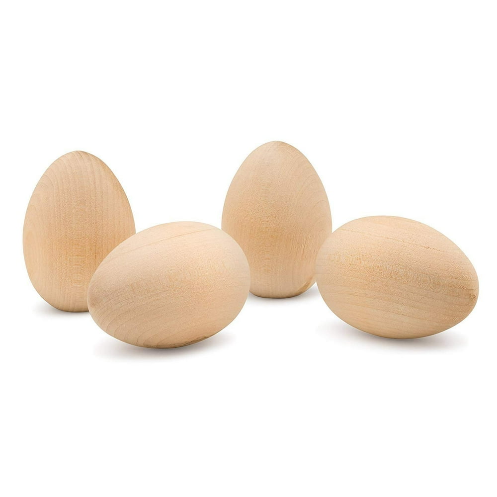 2.5" x 13/4" Unpainted Wooden Eggs, Bag of 100 Unfinished Flat Bottom