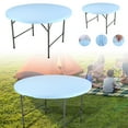 thumbnail image 1 of Round Fitted Tablecloth 47.24 Inch Stretch Polyester Table Cover Washable Elastic Table Topper for Indoor Outdoor Dining Picnic Patio Party Decor, 1 of 6