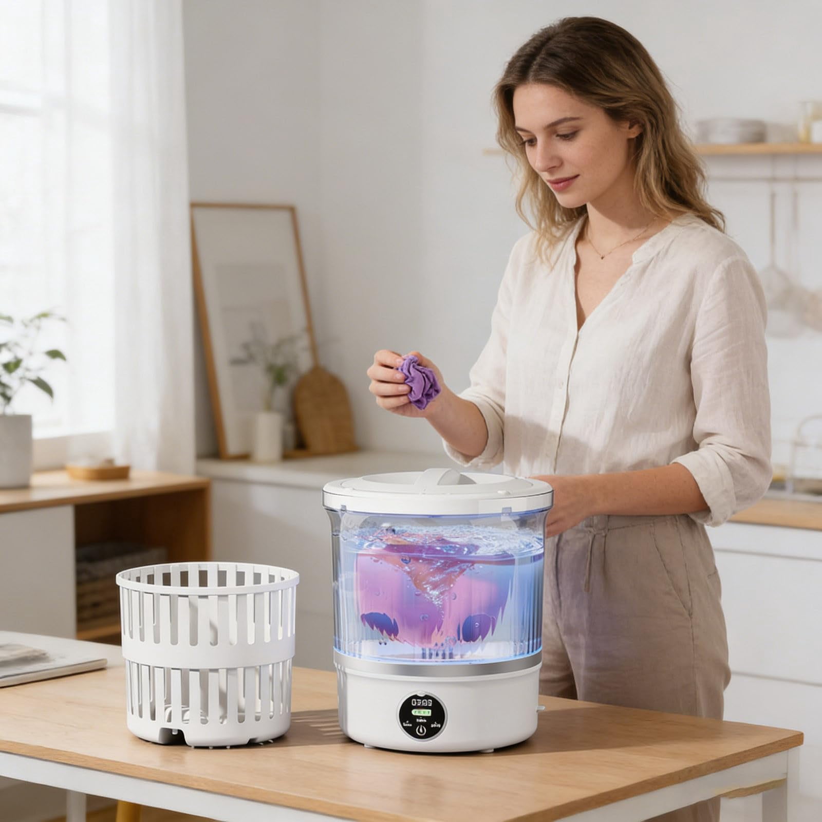 Moonsky Portable Mini Washing Machine, Rechargeable Waterproof Underwear Washer for Professional Travel and Small Living Spaces, 1-Piece