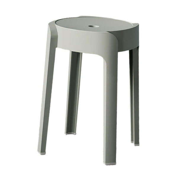 Taburete redondo para tocador, taburete alto fácil de usar en el hogar, taburete apilable portátil Gris