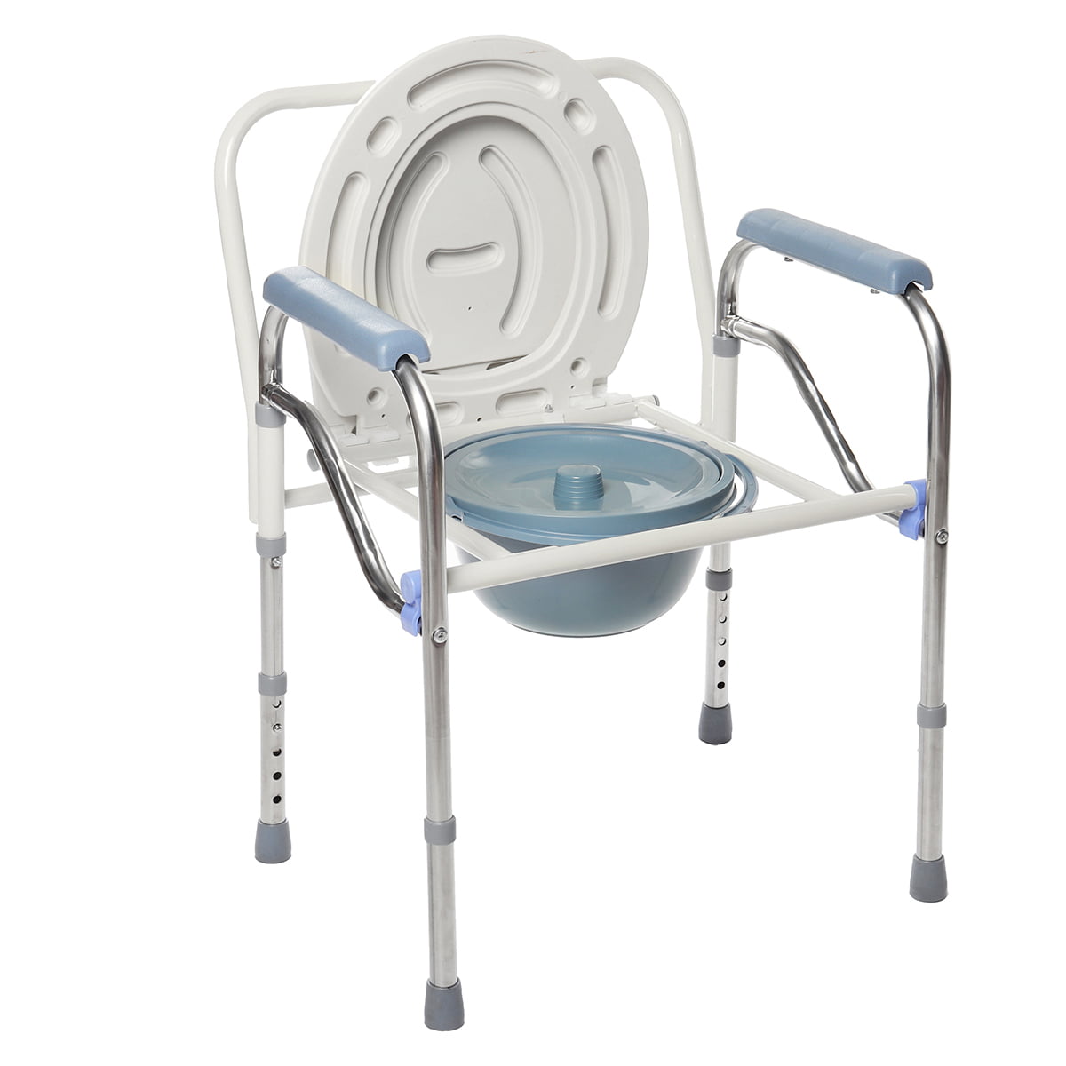 3 in 1 Stainless Steel Folding Portable Toilet, Commode Chair Safety