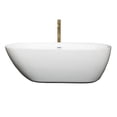 thumbnail image 2 of Melissa 65 Inch Freestanding Bathtub in White with Shiny White Trim and Floor Mounted Faucet in Brushed Gold, 2 of 5