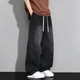 thumbnail image 4 of WPPGONE Elastic Waist Jeans for Men Baggy Drawstring Straight Leg Wide Leg Relaxed Fit Bottoms Summer Casual Fashion Vintage Denim Pants with Pockets, 4 of 8