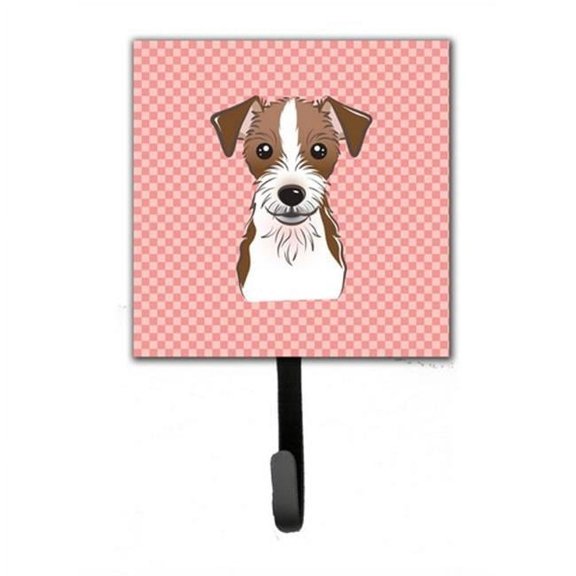 Carolines Treasures BB1202SH4 Checkerboard Pink Jack Russell Terrier Leash & Key Holder